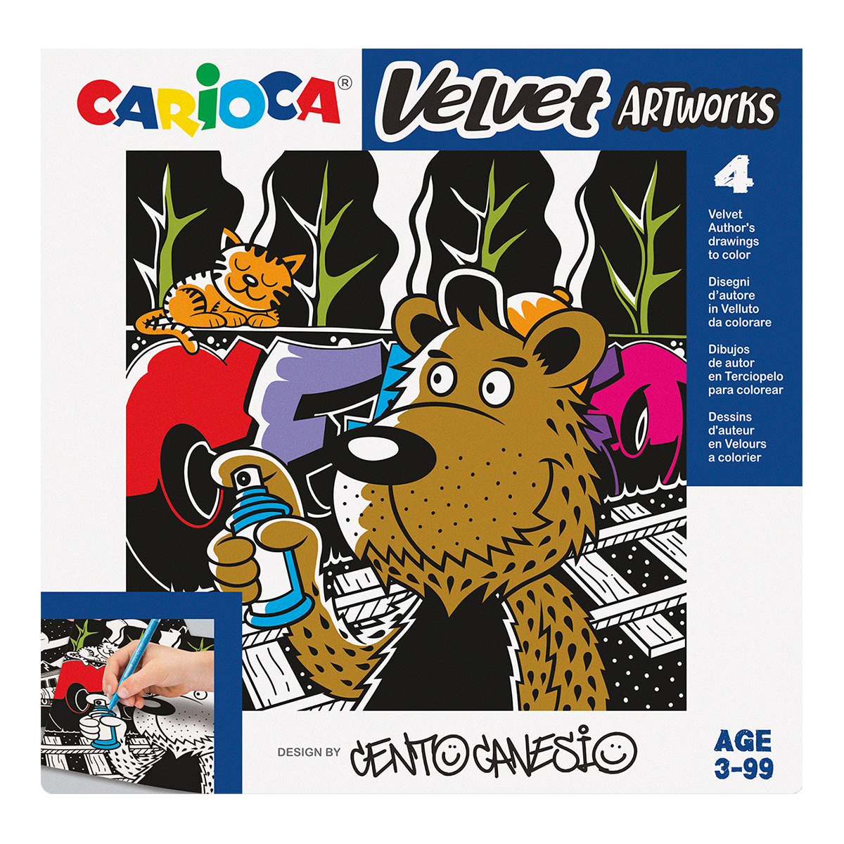 Disegni da colorare in velluto Carioca 4 pz – CENTO Graffiti
