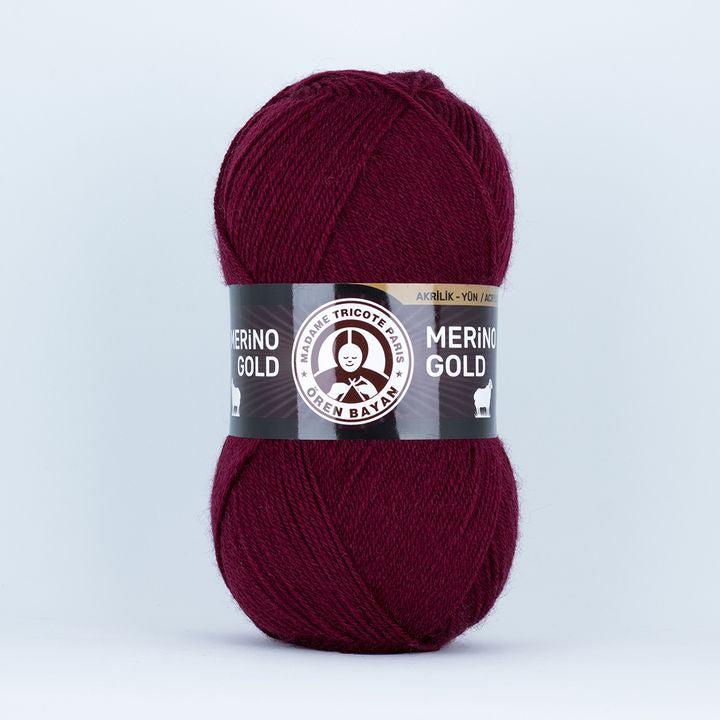 Filato per maglieria Madame Tricote Paris Merino Gold 100 g | scegli un colore - bordeaux