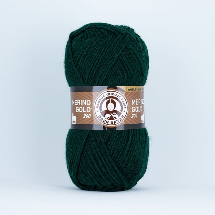 Filato per maglieria Madame Tricote Paris Merino Gold 200 - 100 g | scegli un colore - verde scuro