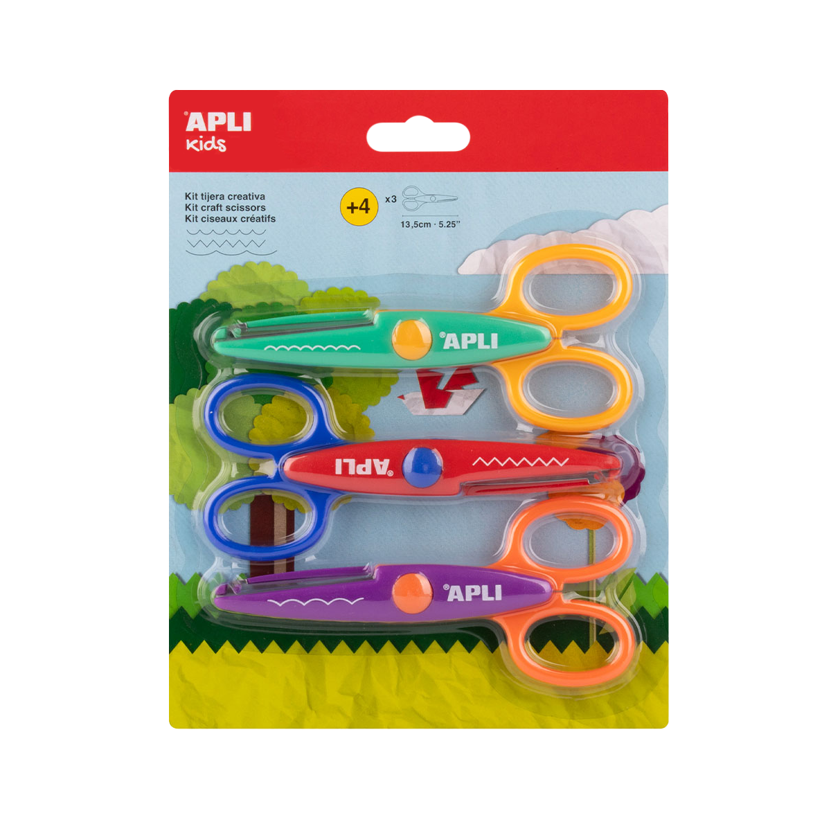 Forbici creative APLI 13,5 cm, punta arrotondata, simmetriche – set, 3 pz.
