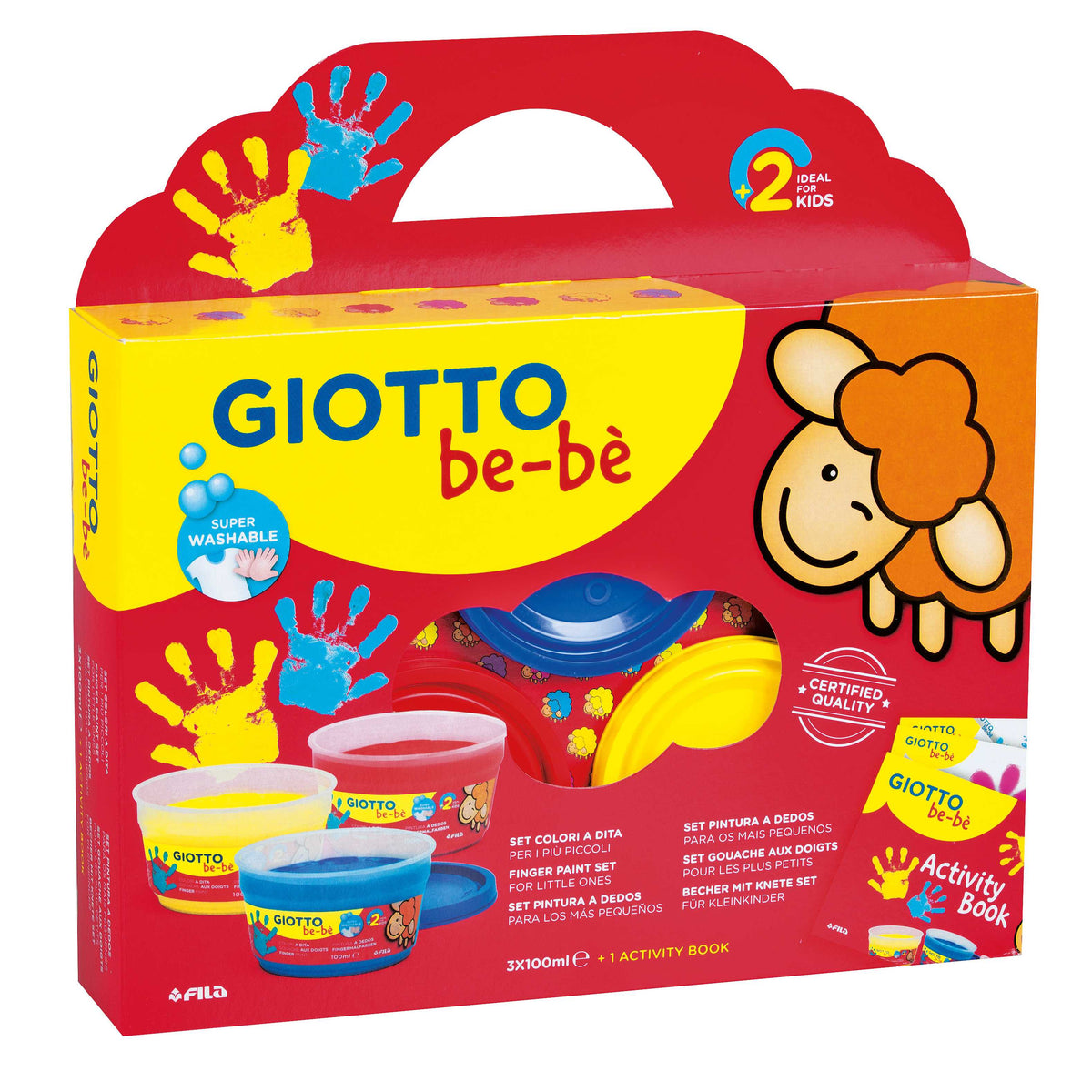 GIOTTO Be-Be set di colori a dita 3 x 150 ml con libretto delle attività
