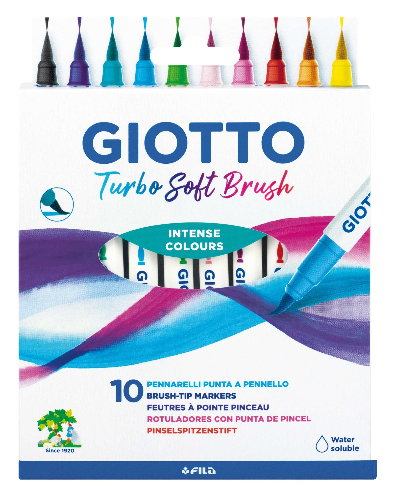 Pennarelli a punta a pennello GIOTTO Turbo Soft Brush - 10 pz