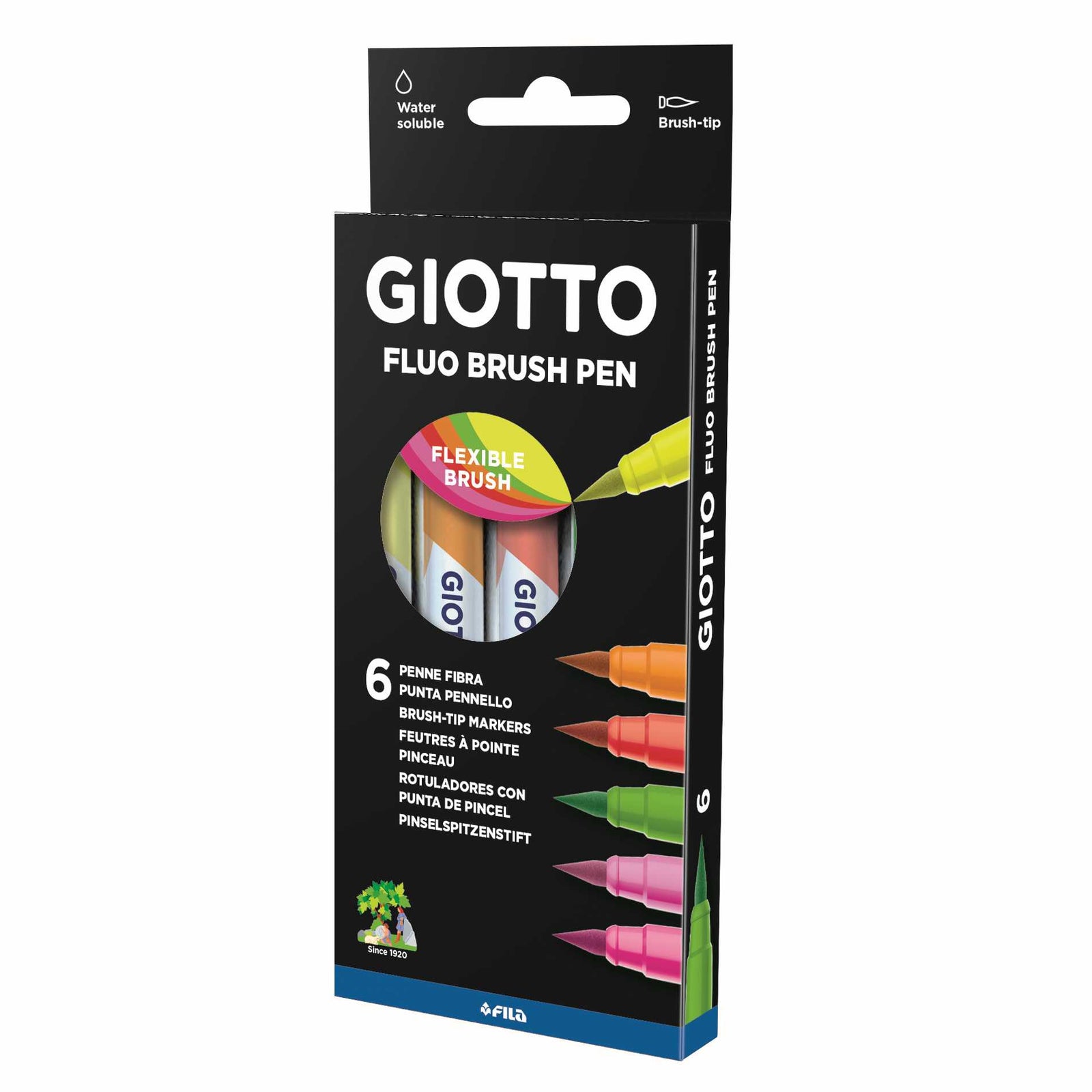 Pennarelli a pennello GIOTTO Turbo Soft Brush Fluo 6 pz