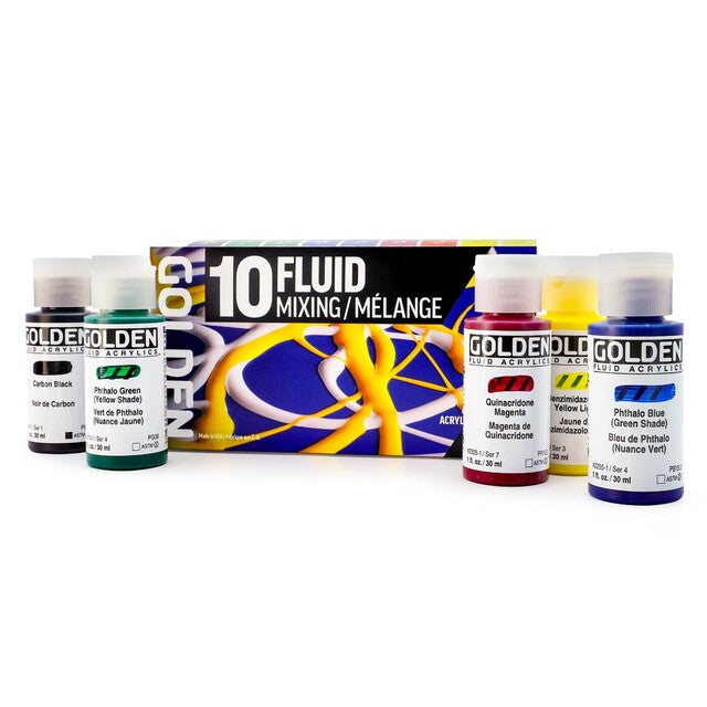 GOLDEN Fluid Set di colori acrilici Mixing 10 × 30 ml