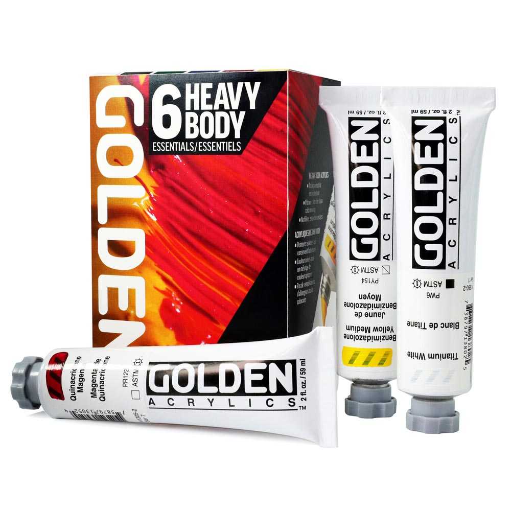 GOLDEN Heavy Body set di colori acrilici Essentials 6 x 59 ml