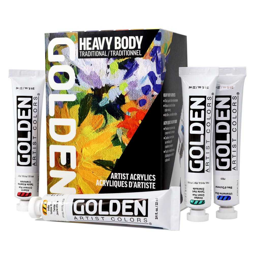 GOLDEN Heavy Body set di colori acrilici Traditional 7 x 22 ml