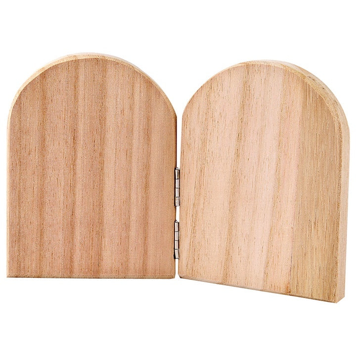 Icona in legno con cerniere in metallo