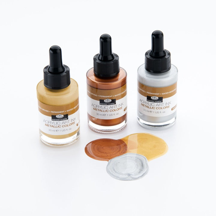 Inchiostro acrilico Royal & Langnickel colori metallizzati 3 x 30 ml — immagine 1