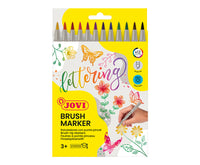 Pennarelli acquerellabili con punta a pennello JOVI Lettering - 12 pz