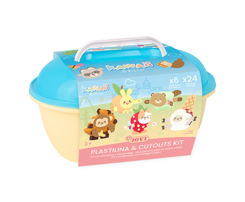 JOVI Play&Fun Kawaii plastilina naturale in valigetta – set con accessori