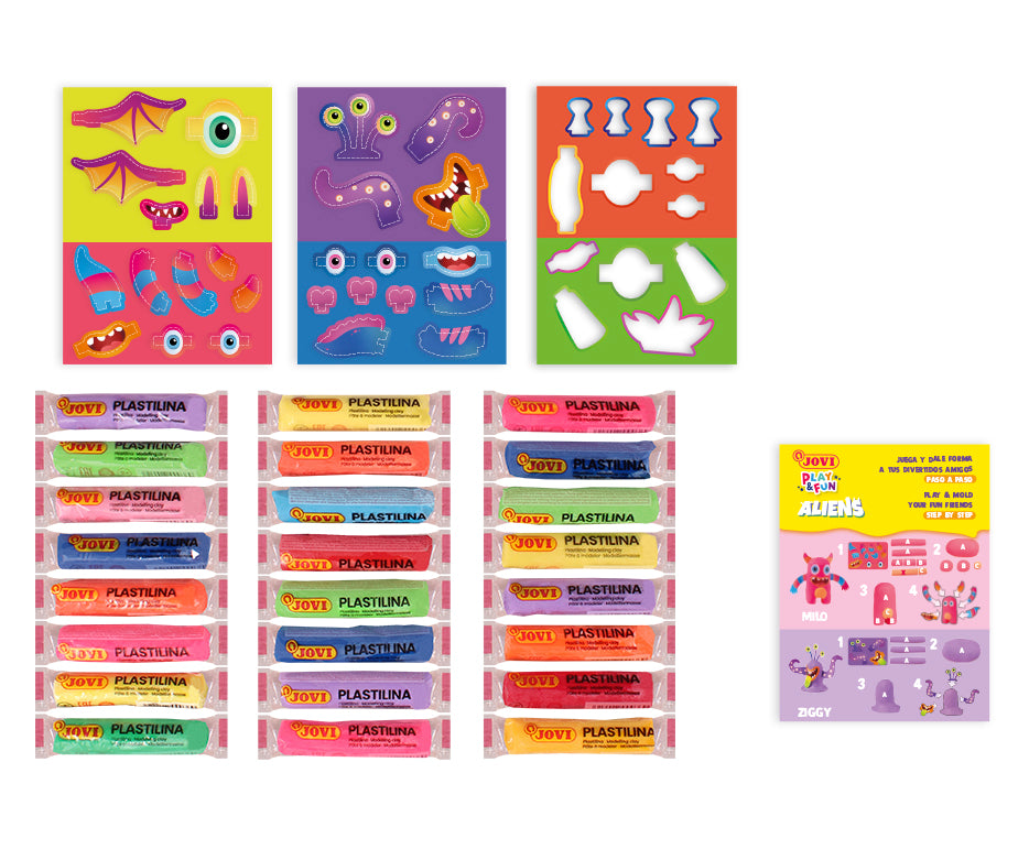 JOVI Play&Fun plastilina naturale in valigetta Aliens - 50 pz