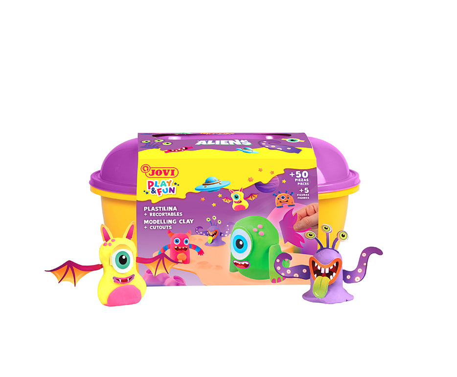 JOVI Play&Fun plastilina naturale in valigetta Aliens - 50 pz