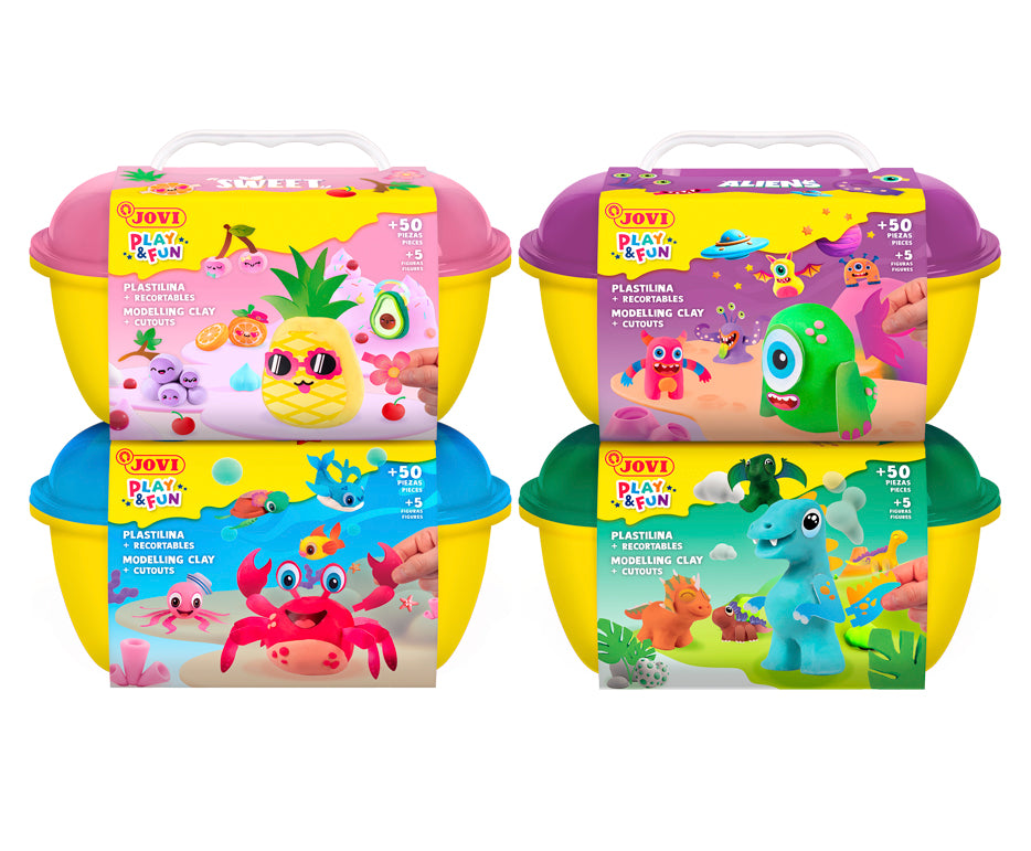 JOVI Play&Fun plastilina naturale in valigetta Jurassic – set con accessori