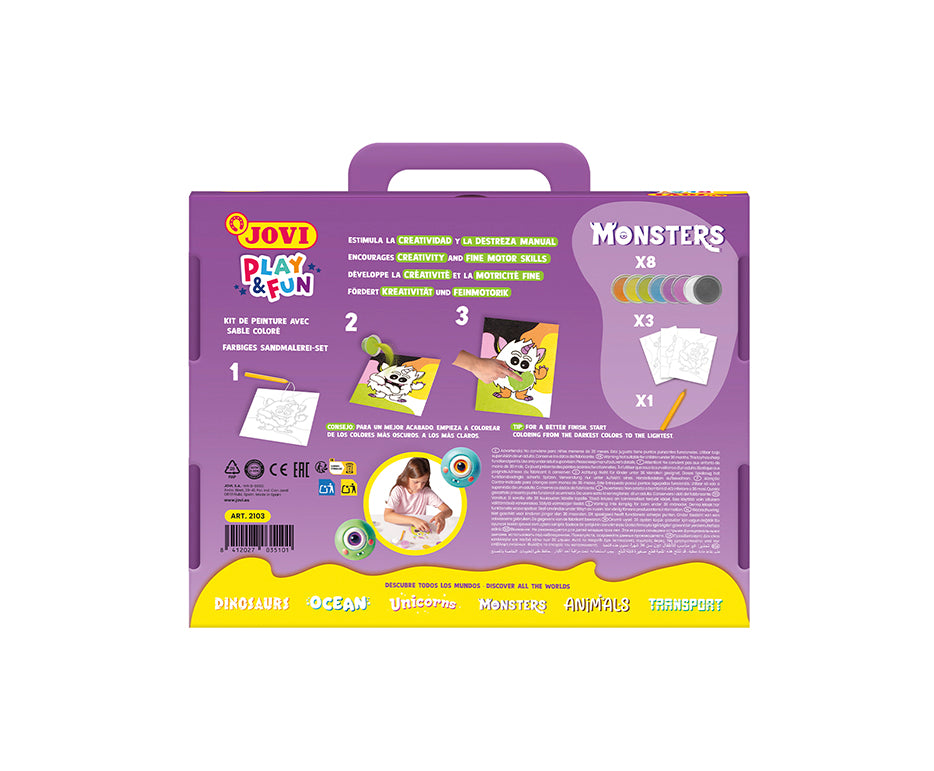 JOVI Play&Fun set di pittura con sabbia Monsters 12 pz