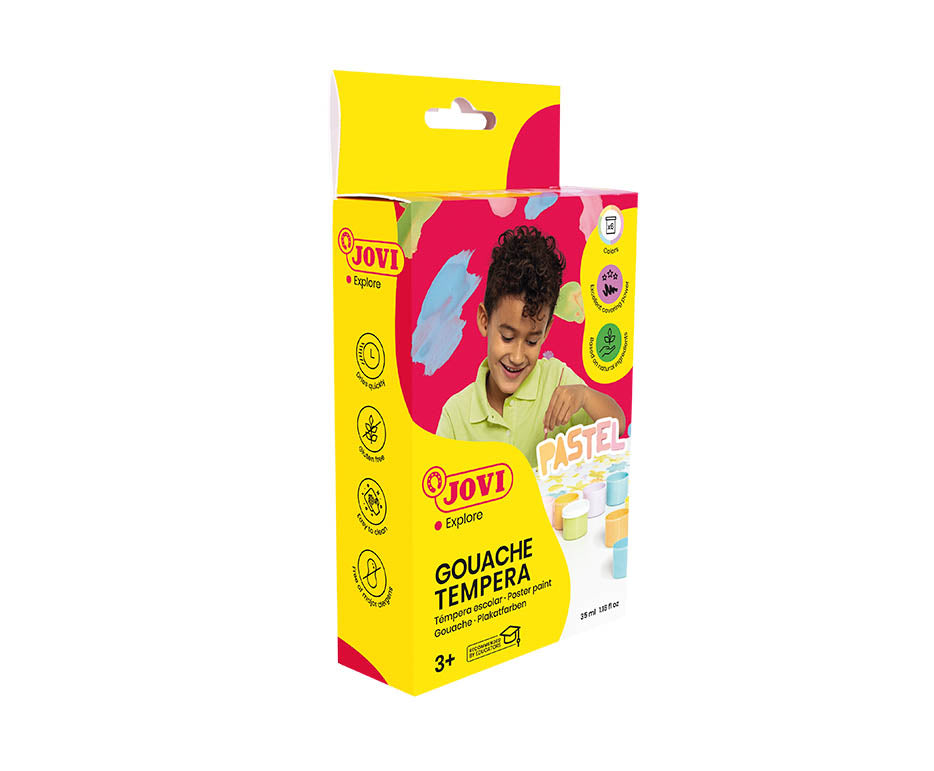 JOVI Premium colori a tempera pastello 6 x 35 ml con pennello
