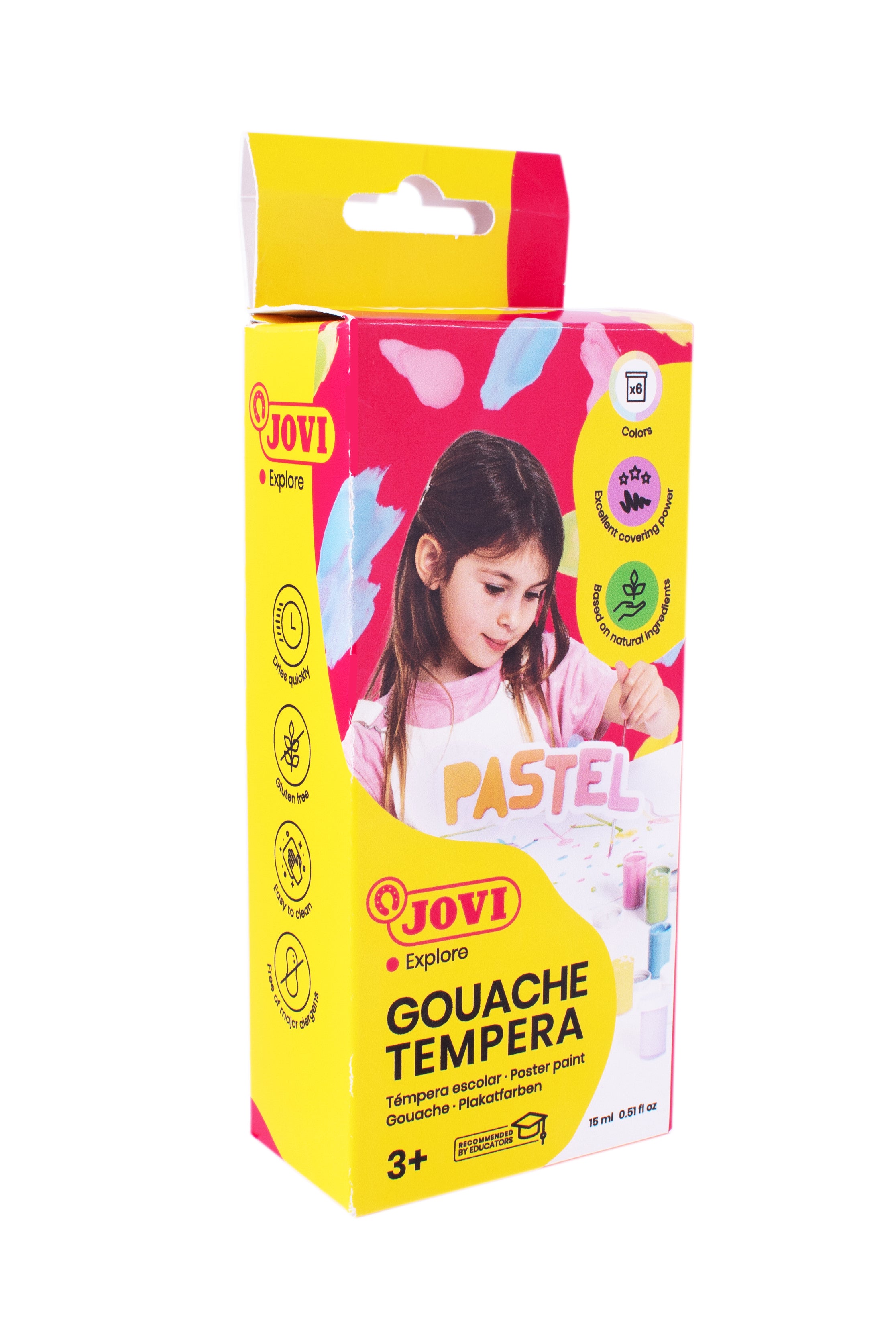 Colori a tempera pastello JOVI Premium 6 x 15 ml con pennello