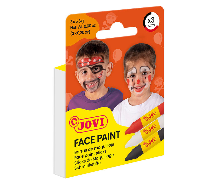 JOVI set di colori per il viso in stick 3 x 5,6 g - rosso, bianco e nero