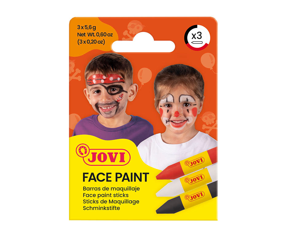 JOVI set di colori per il viso in stick 3 x 5,6 g - rosso, bianco e nero