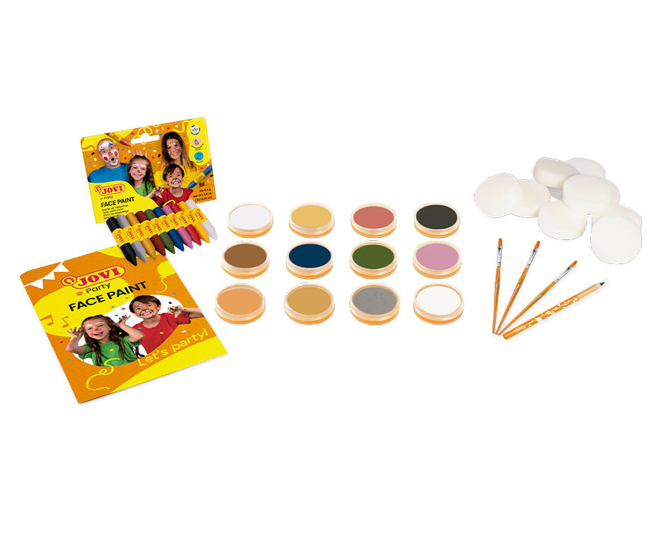 JOVI set scolastico di colori per il viso 12 x 8 ml con accessori