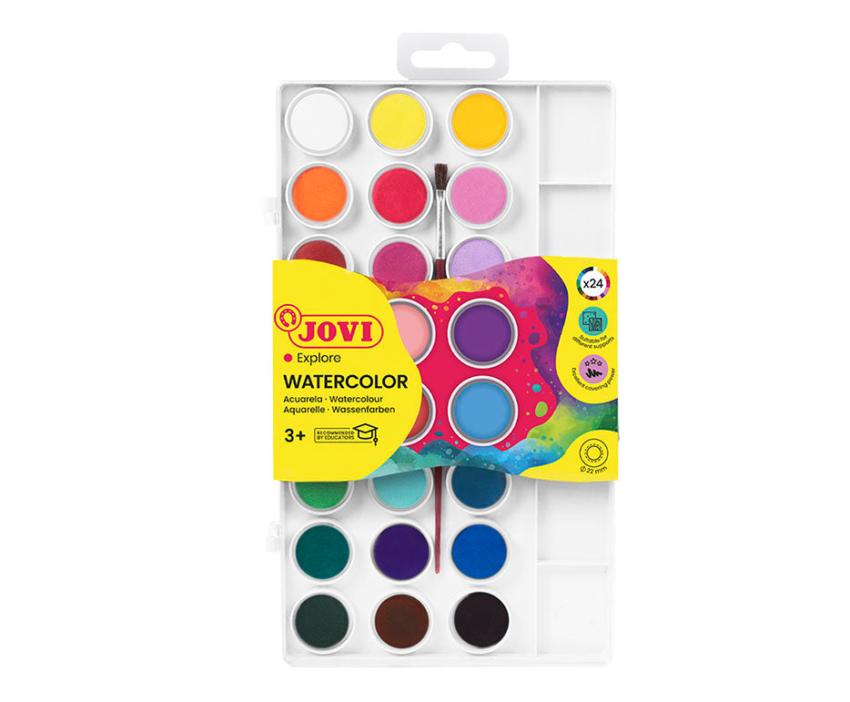 JOVI colori a tempera ad acquerello 24 pz con pennello (diametro 22 mm)