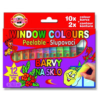 KOH-I-NOOR 12x10 ml Set di colori pelabili su vetro