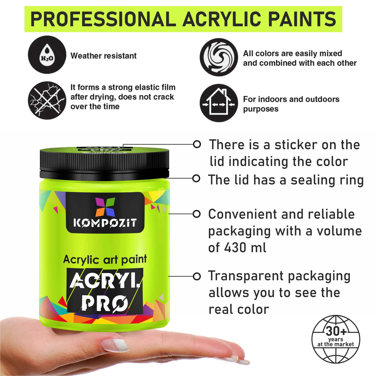 Vernice acrilica fluorescente ACRYL PRO ART Kompozit 430 ml