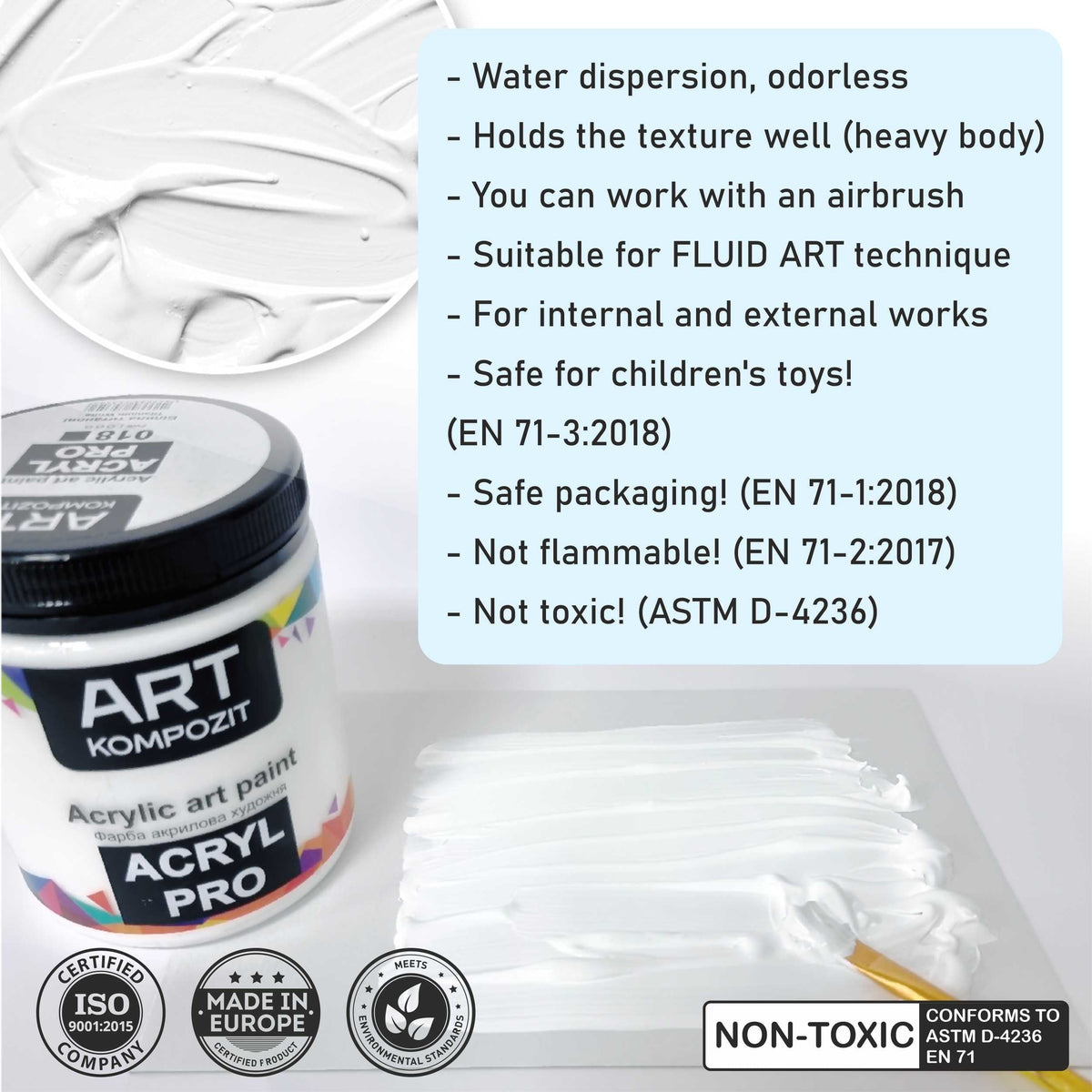 Colore acrilico fluorescente Kompozit ACRYL PRO ART 430 ml – immagine 3