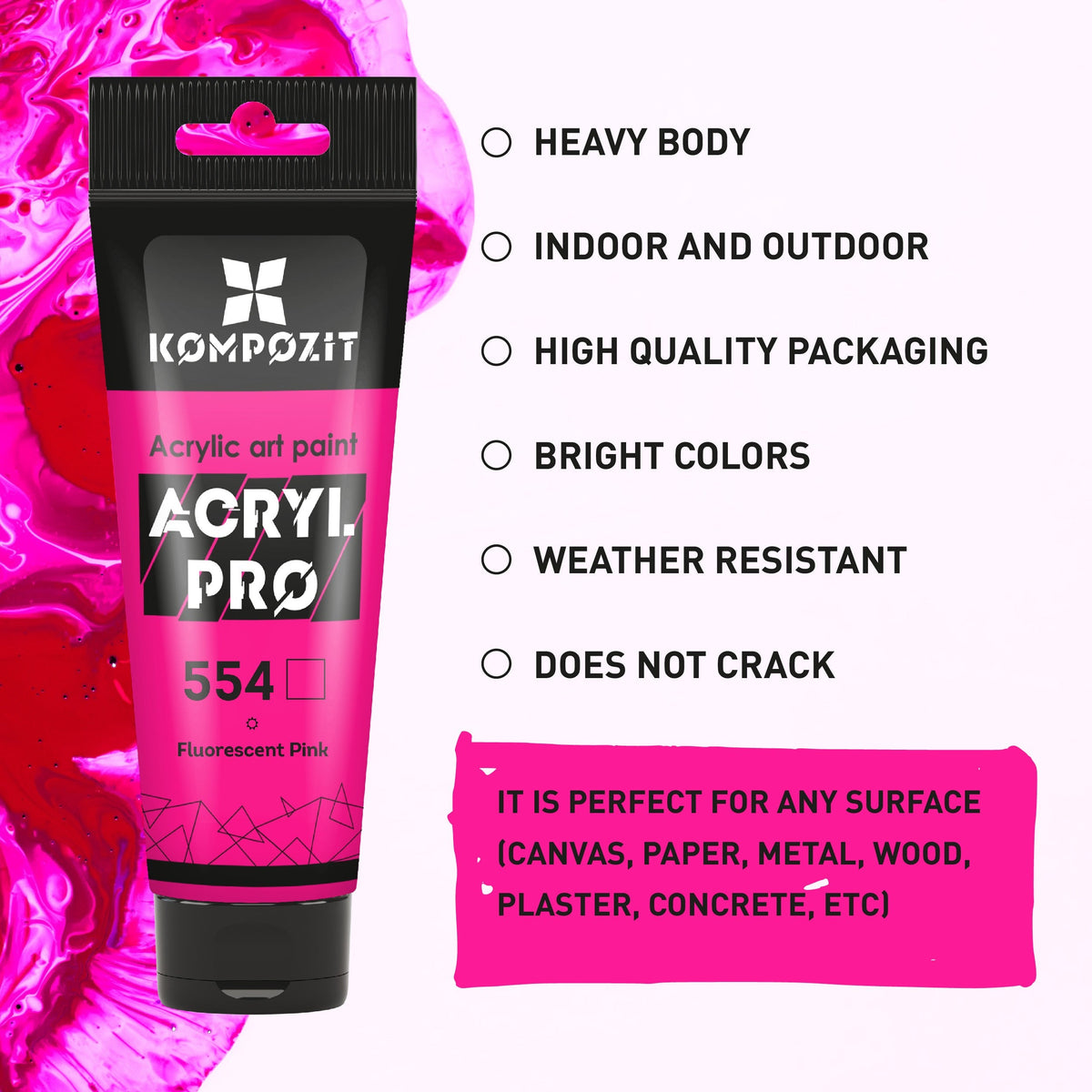 Vernice acrilica fluorescente ACRYL PRO ART Kompozit 75 ml