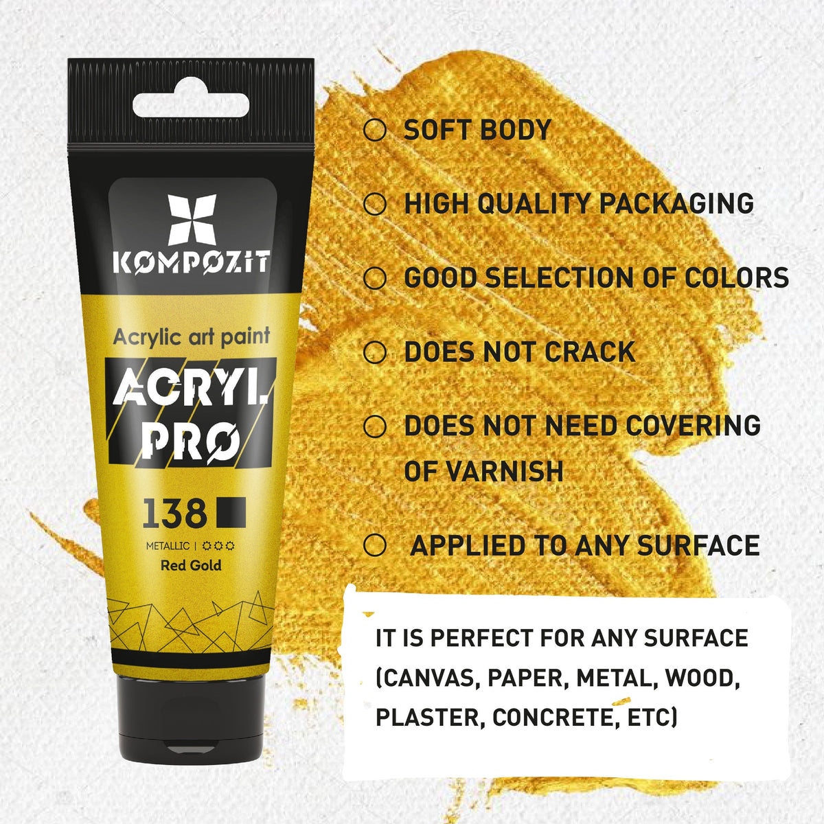 Colore acrilico metallizzato Kompozit ACRYL PRO ART 75 ml – immagine 5