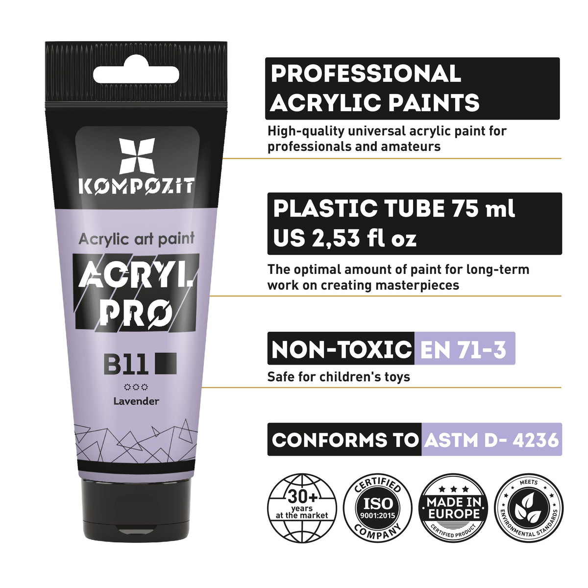 Colore acrilico pastello Kompozit ACRYL PRO ART 75 ml – immagine 4