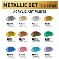 Set colori acrilici metallizzati Kompozit ACRYL PRO 12 × 20 ml – immagine 2