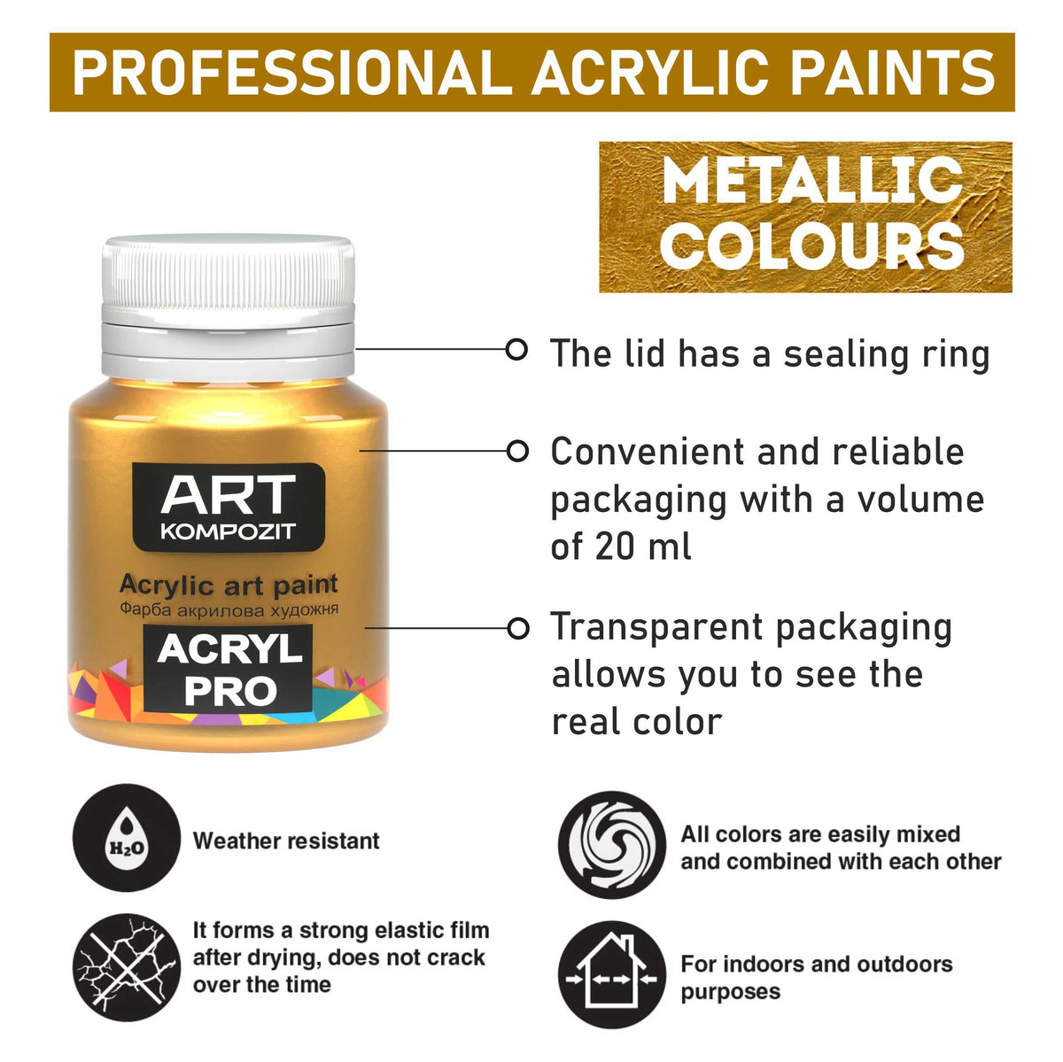 Set di colori acrilici metallizzati ACRYL PRO