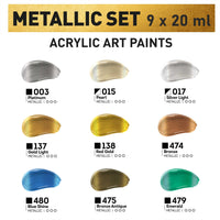 Set colori acrilici metallizzati Kompozit ACRYL PRO 9 × 20 ml – immagine 2