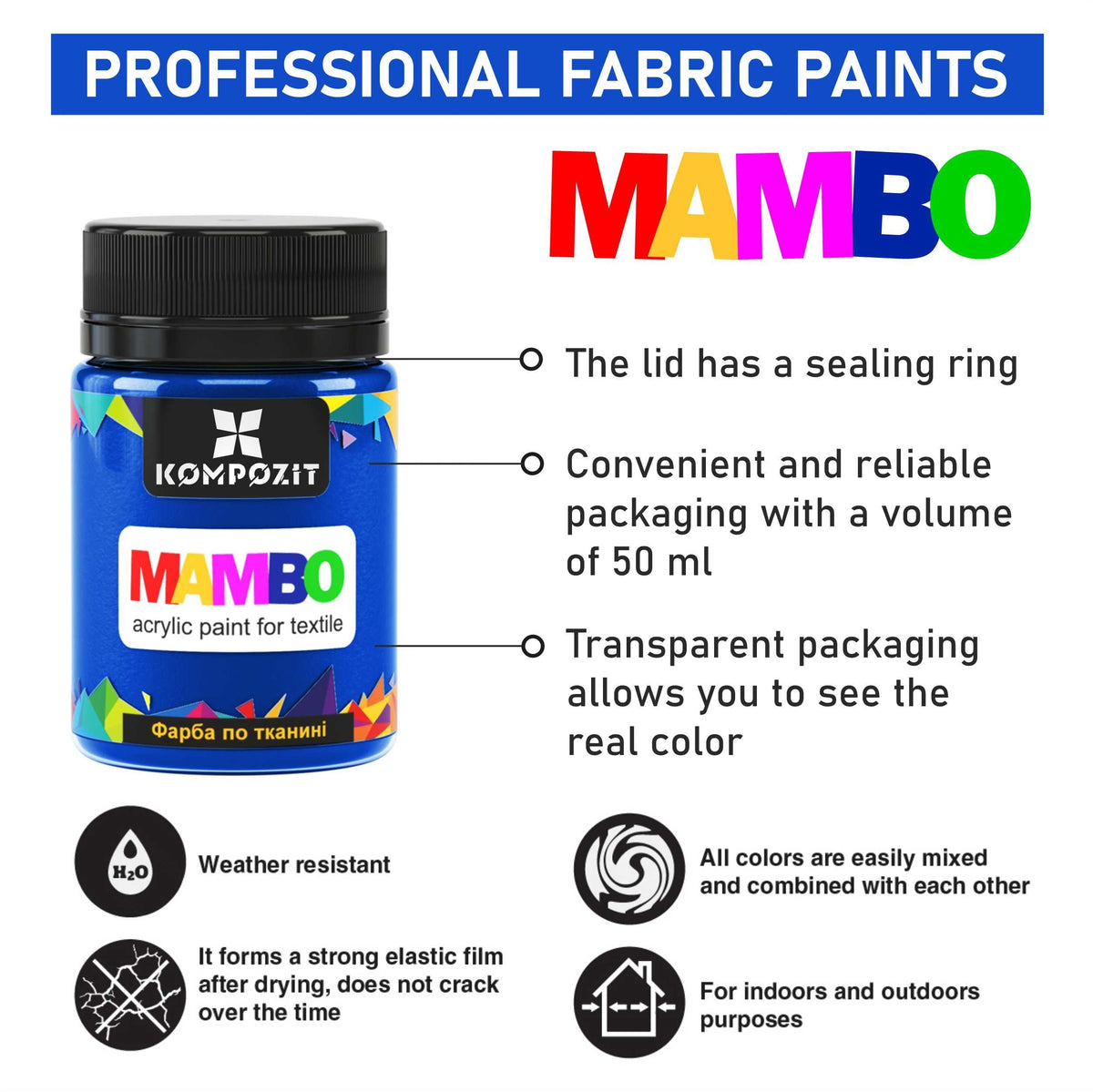 MAMBO Vernice acrilica per tessuti e pelle 50ml
