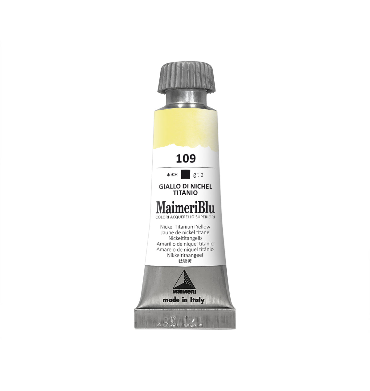 Colore ad acquerello professionale MAIMERI Maimeri Blu 12 ml – Giallo Nichel Titanio