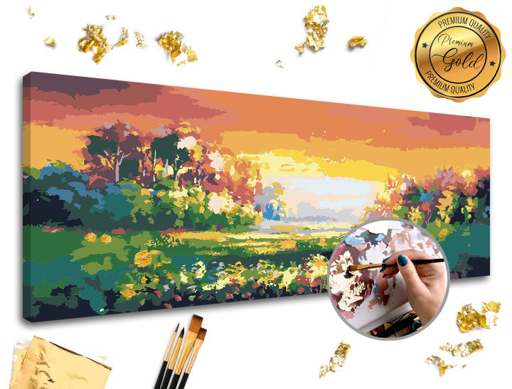 Dipingere con i numeri PREMIUM GOLD | Paesaggio pastello - Paesaggio pastello