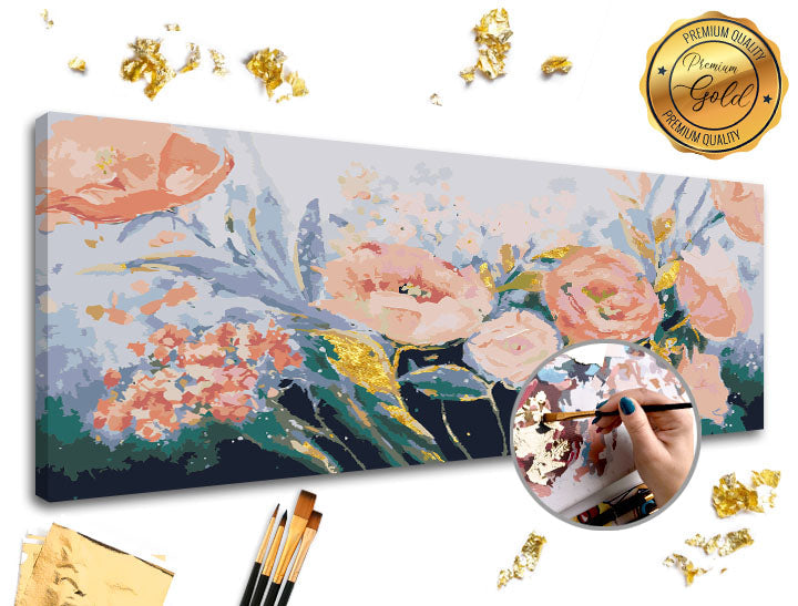 Dipingere con i numeri PREMIUM GOLD | Un giardino di rose - Un giardino di rose