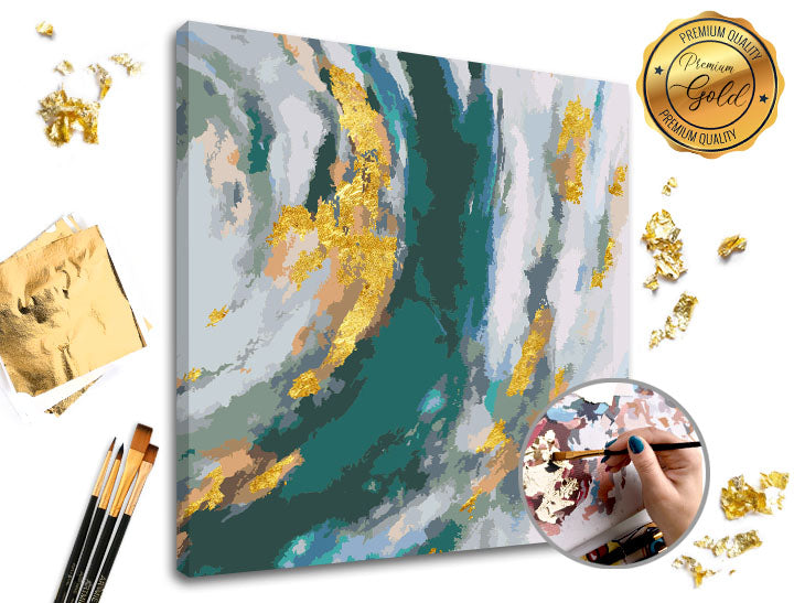 Dipingere con i numeri PREMIUM GOLD | Fantasia turchese - Fantasia turchese