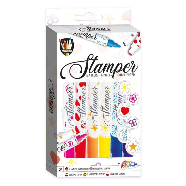 Marcatori Stamper 6 pezzi a doppia estremità Set di colori e timbri per bambini