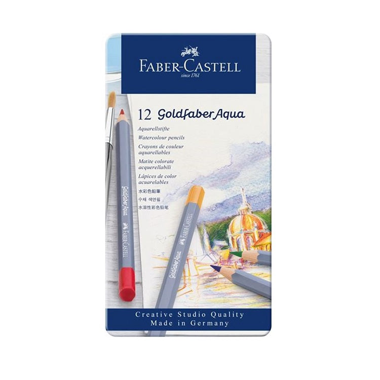 Matite colorate acquerellabili Goldfaber Aqua - conf. metallo da 12