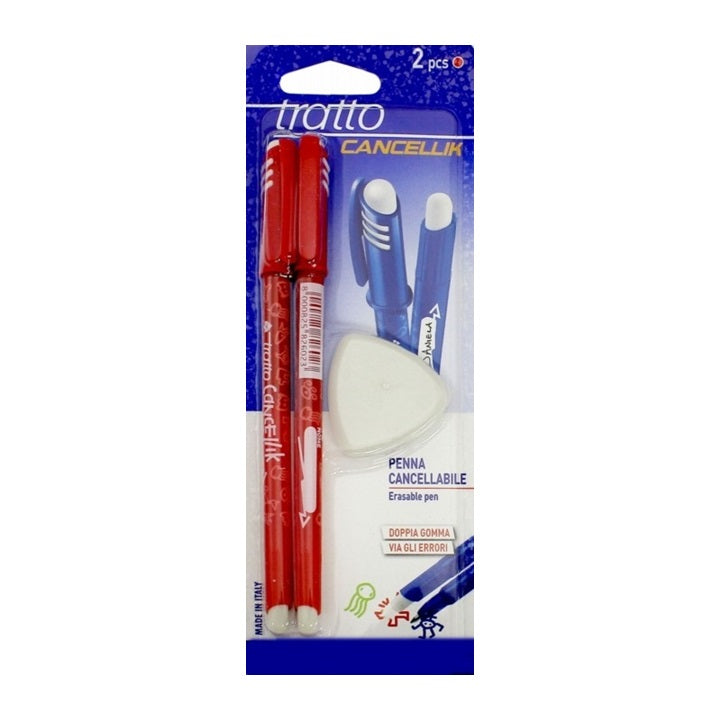 Penna cancellabile Tratto CANCELLIK Red / set 2 pezzi   gomma | colori diversi - Red/set 2 pezzi + gomma