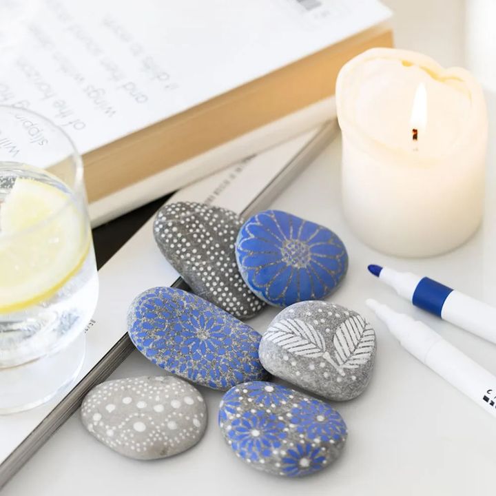 Mini set creativo per la decorazione delle rocce - Blu