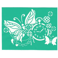 Modello autoadesivo Farfalla sull'orologio 20 x 15 cm