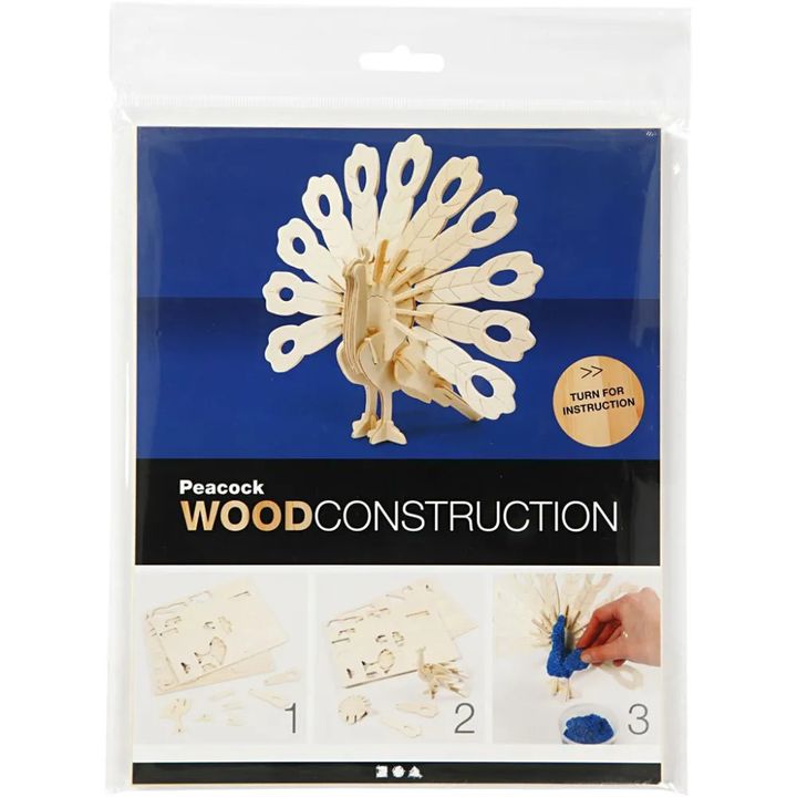 Modello di pavone in legno 3D