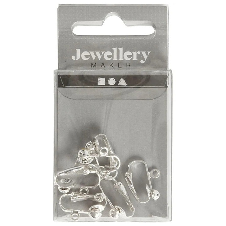 Orecchini a clip in argento con mezza sfera e occhiello, 6 pezzi
