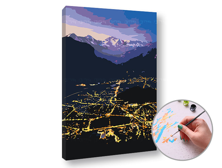 Paint by Numbers - Città notturna – sul telaio