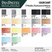 PanPastel Set di pastelli metallizzati e perlati con medium dorati - 17 pezzi