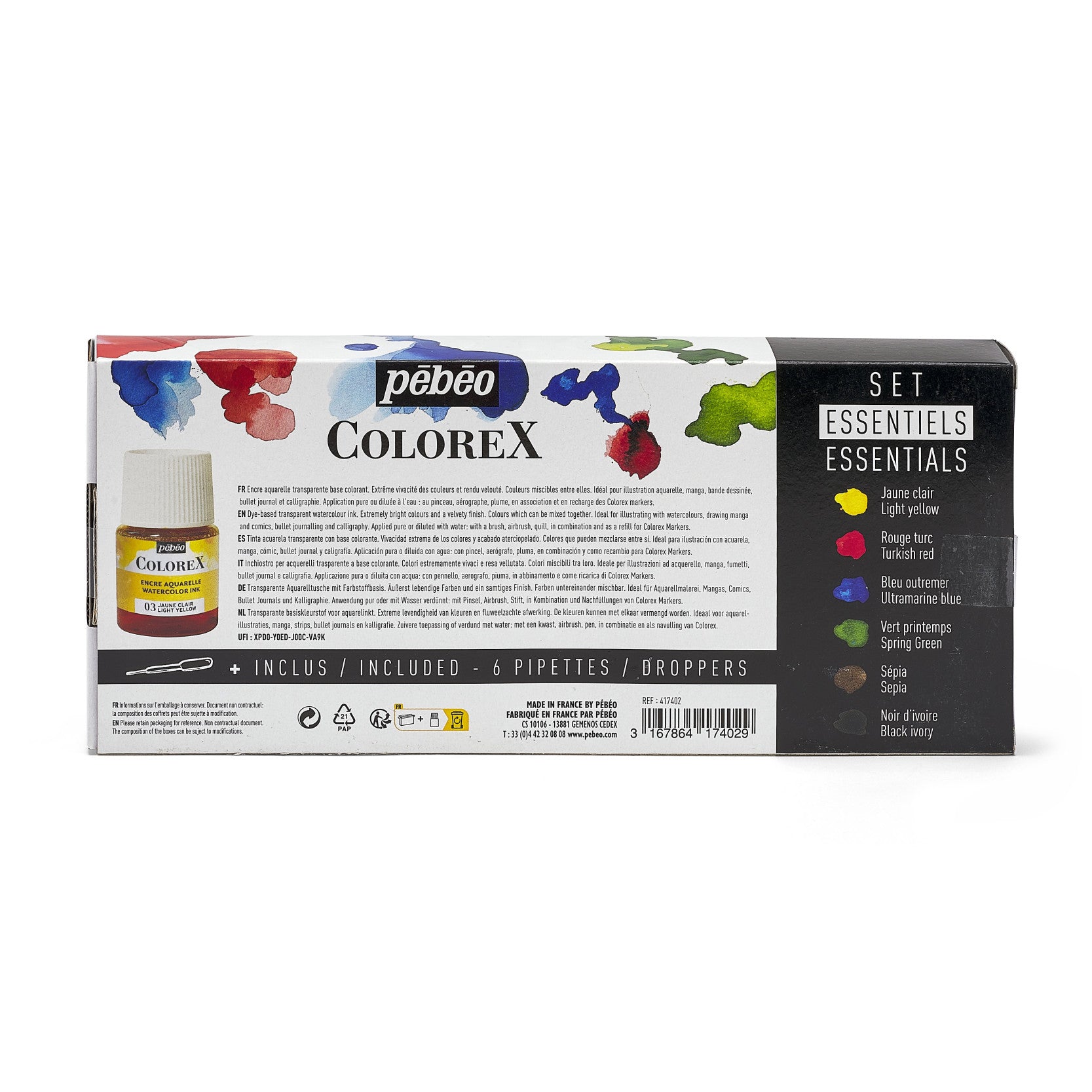 Pebeo Colorex set di colori acquerello 6 x 20 ml