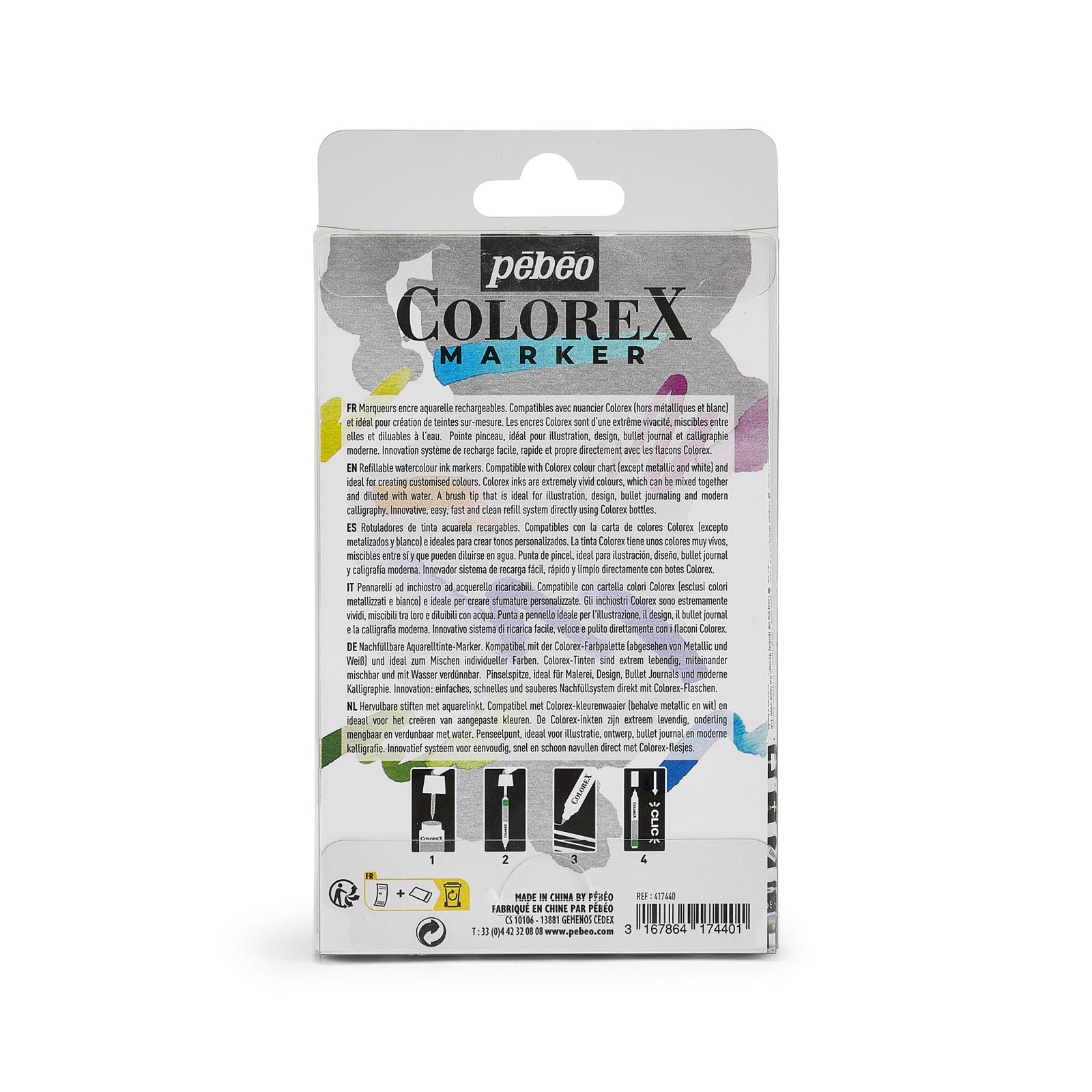 Pebeo Colorex set di pennarelli vuoti ricaricabili 6 pz