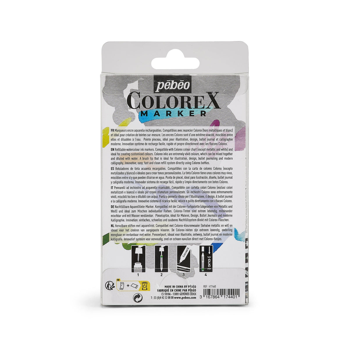 Pebeo Colorex set di pennarelli vuoti ricaricabili 6 pz